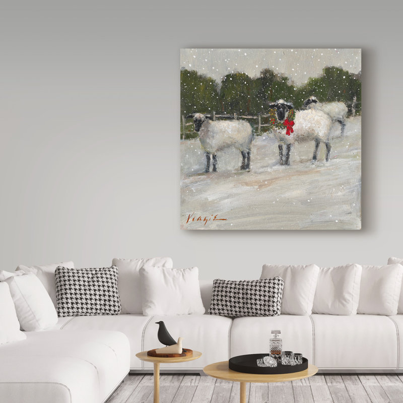 «Sheep in Snow», impression sur toile tendue, H 35 po x l 35 po x P 2 po