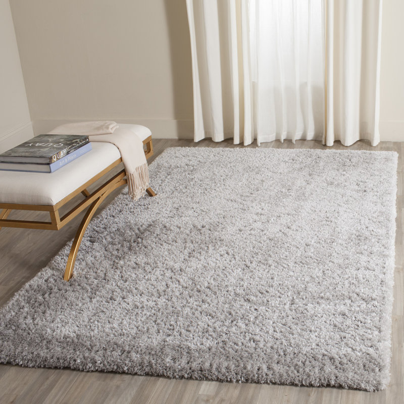 Tapis performance à poil long de couleur unie style indie Jaydn, Rectangle 4pi x 6 pi
