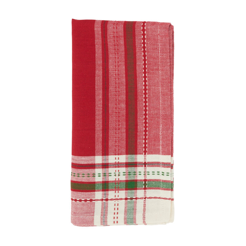 Holiday Red and Green Cotton Placemat and Napkin Set, 8-Piece