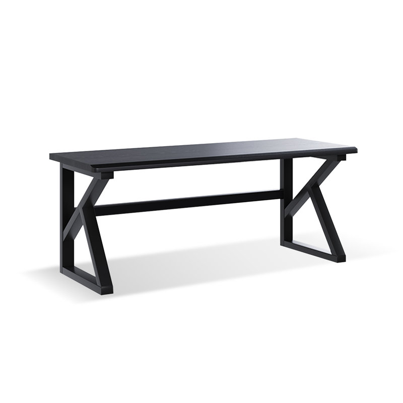 Bureau rectangulaire en bois massif noir, H 29,53 po x l 62,99 po x P 23,62 po