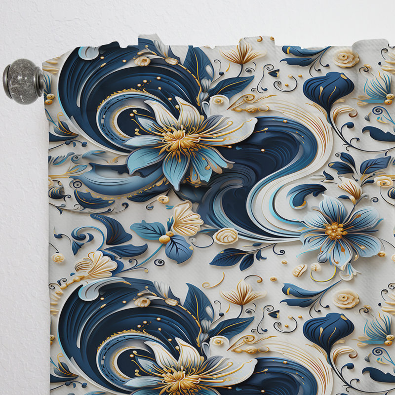 Motif cachemire à motif floral IV - Rideau floral obscurcissant - 1 panneau, L 52 po x L 120 po