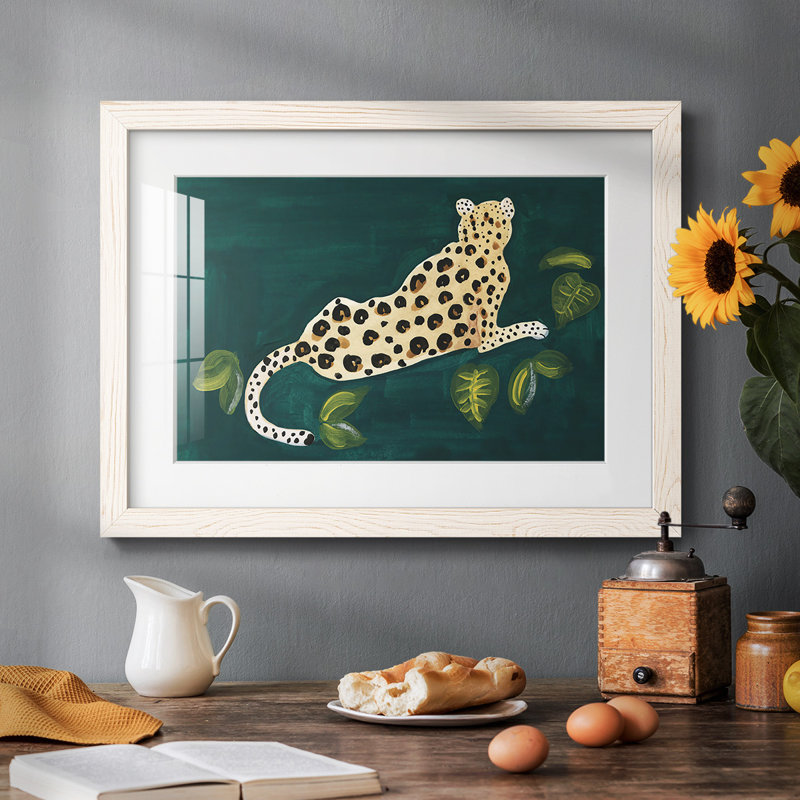 «Lethargic Leopard I», impression sur papier encadrée, Blanc