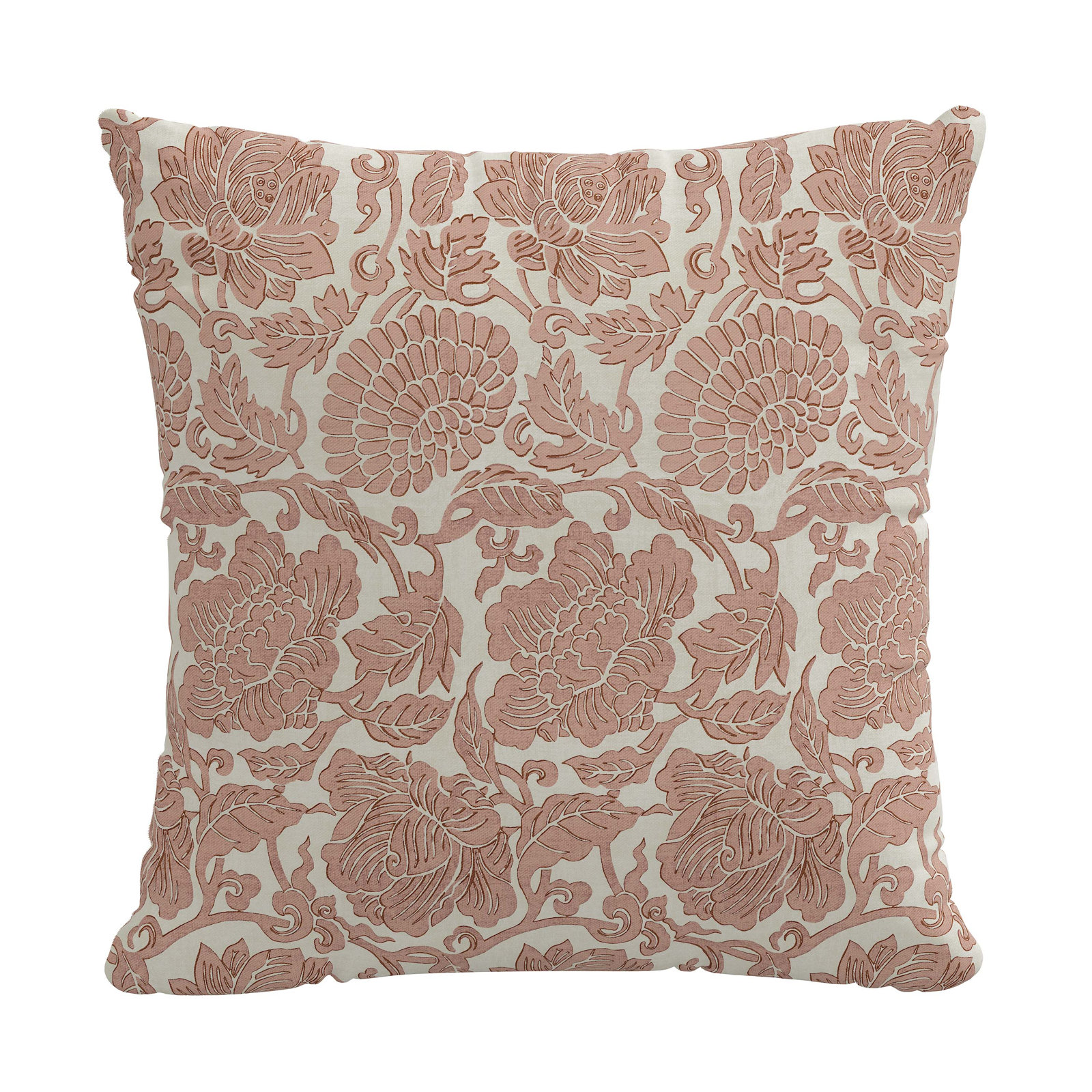 Ima Floral Cotton Throw Pillow, 18" x 18", Feathers