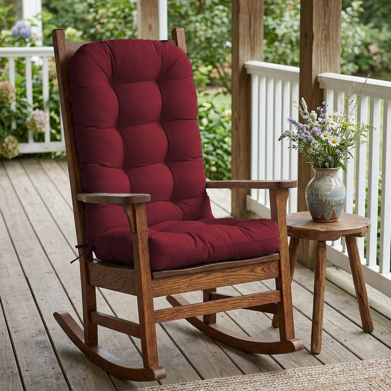 2 Piece 4.7" Thick High Back Chair Cushion Indoor and Outdoor Seat / Back Cushions with Straps, Adjustable Back Buckle