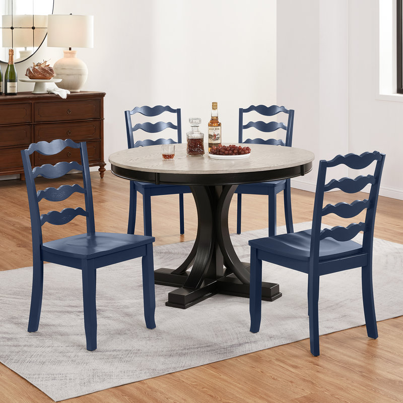 Chaise d'appoint de style campagnard en bois massif 36 po, 4, Bleu