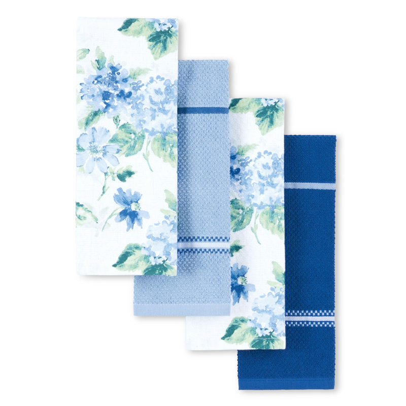 Martha Stewart Amber Floral Kitchen Towel Set 4-Pack, Blue