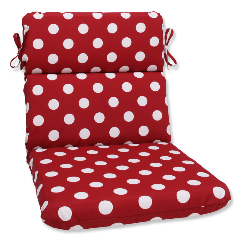 Coussin de chaise longue d'intérieur / extérieur, Rouge / blanc à pois