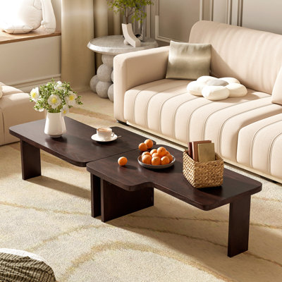 U-Can Modern Minimalist Coffee Table Set, Rectangle Coffee Table With Splicing Design, Multifunctional Combination Table For Living Room