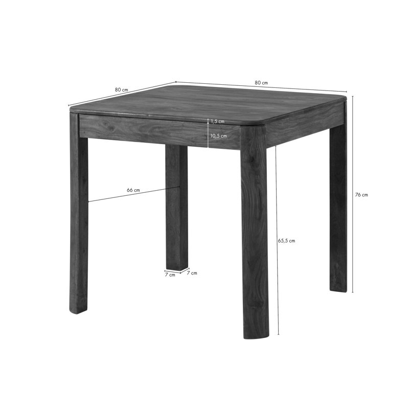 Toronto Solid Wood Dining Table, H76 x L80 x W80cm