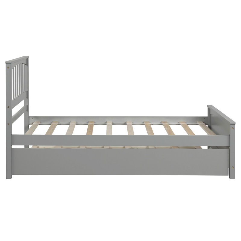 Lit plateforme avec lit gigogne, Gris