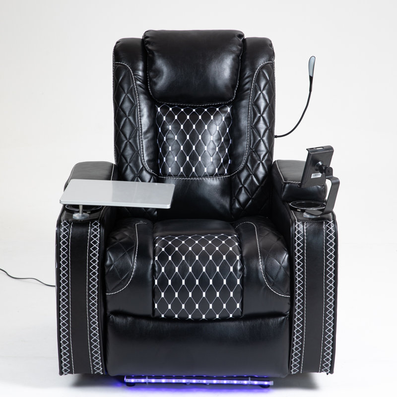 Power Zero Gravity Recliner With Multifunctional Features - Storage Armrest & Cup Holder - Laptop Table & Phone Holder- Reading Light & LED - Infinite Position Recline For Living Room & Office
