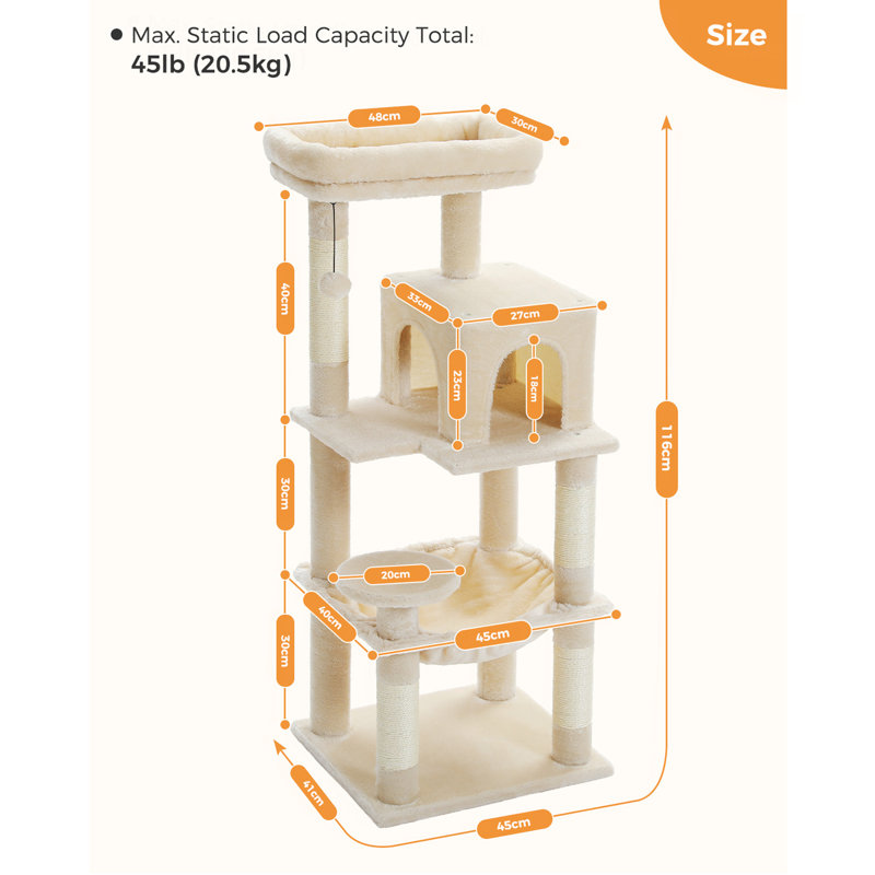 Arbre d'escalade pour chat 45,7 po, Beige