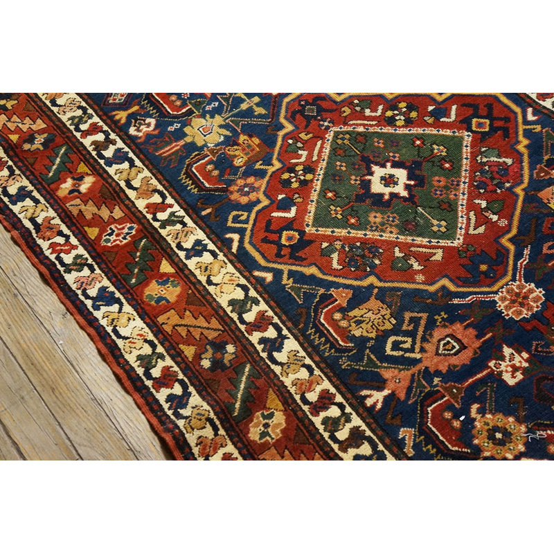 Antique Blue Tribal Caucasian Shirvan Hallway Runner Knotted Rug