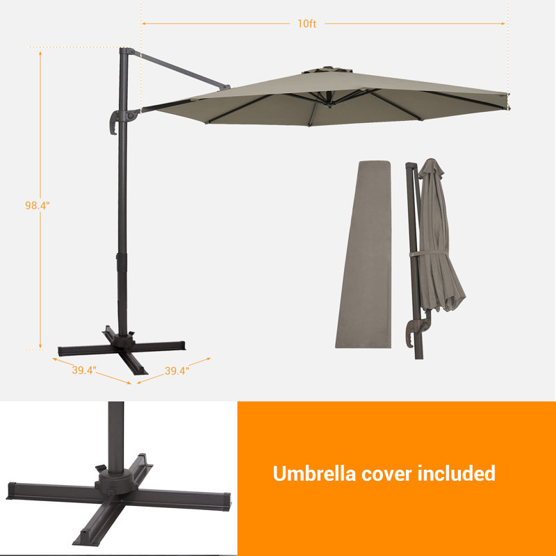 Parasol en porte-à-faux 10 pi Dobrosav, Taupe