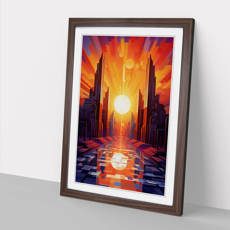 Single Picture Frame Print on Wood, 34cm H x 25cm W, Walnut Framed