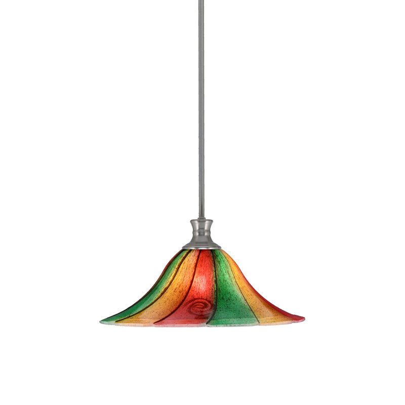 Luminaire suspendu suspendu avec verre Mardi Gras 16 po, Nickel brossé