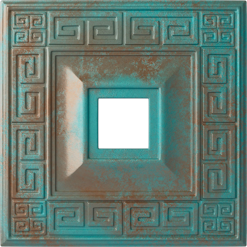 Médaillon de plafond H 18 po x l 18 po x P 3,5 po Eris, Cuivre patiné de vert
