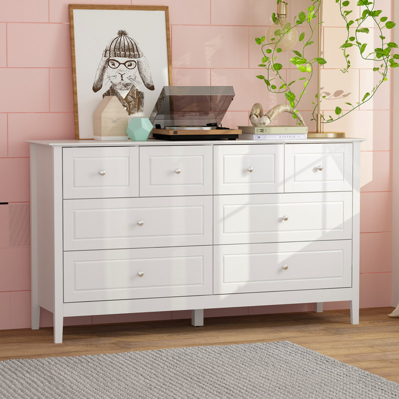 55" Modern White Dressers& Chests of Drawers, 10 Drawer Wide Dresser for Bedroom, Living Room