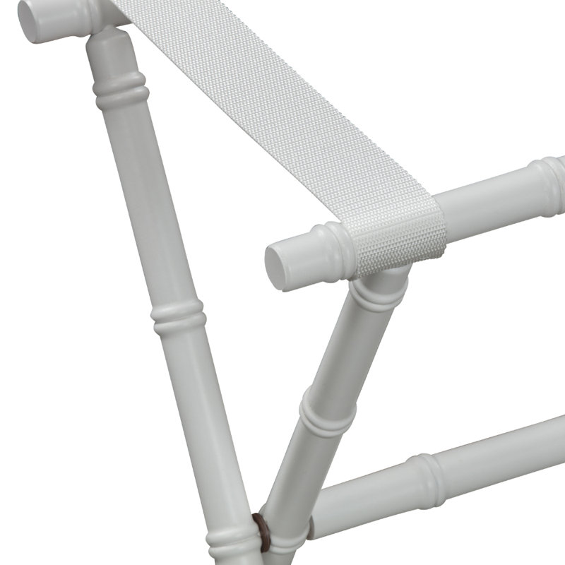 Folding Wood Bamboo Inspired Luggage Rack, White Bamboo/White