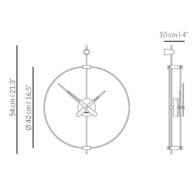 Barcelona Wall Clock, Black/Brass/Walnut