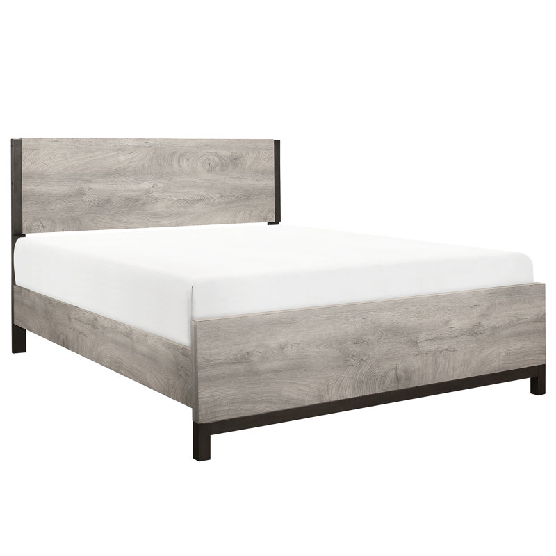 Lit moderne pour chambre double - teinture grise en bois nécessite un sommier