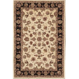 Hand-Knotted High-Quality Ivory and Black Area Rug