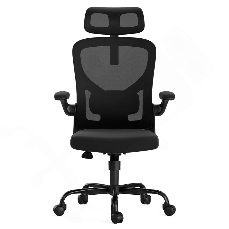 Ergonomic Office Chair With Adjustable Headrest And Lumbar Support, Ideal For Home And Office Use, Black