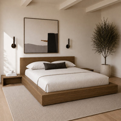 Ensemble de chambre avec lit plateforme 3 pièces Makoa