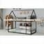 Lit superposé simple au-dessus de simple pour chambre d'enfant, lit plateforme en fer noir, aucun sommier requis