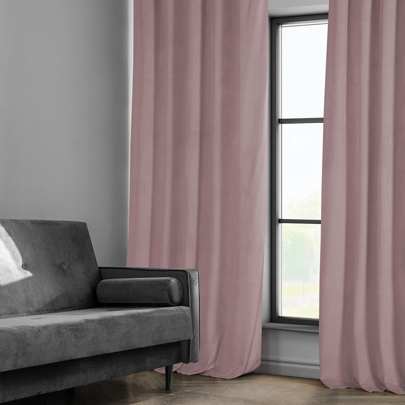 Matra Room Darkening Rod Pocket Single Curtain Panel, Ballet Pink, 50" W x 108" L