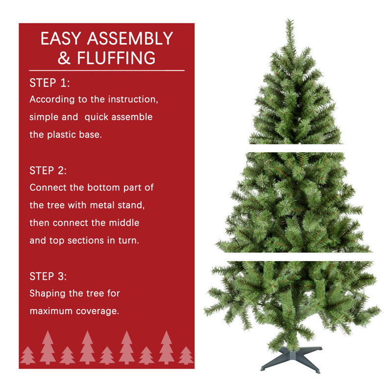 6 ft Green Pine Artificial Christmas Tree with 70 Clear Lights