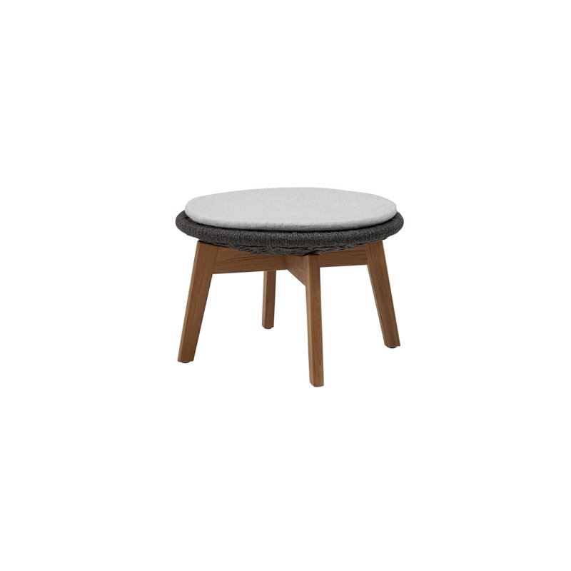 Peacock Outdoor Teak Ottoman, Dark Gray
