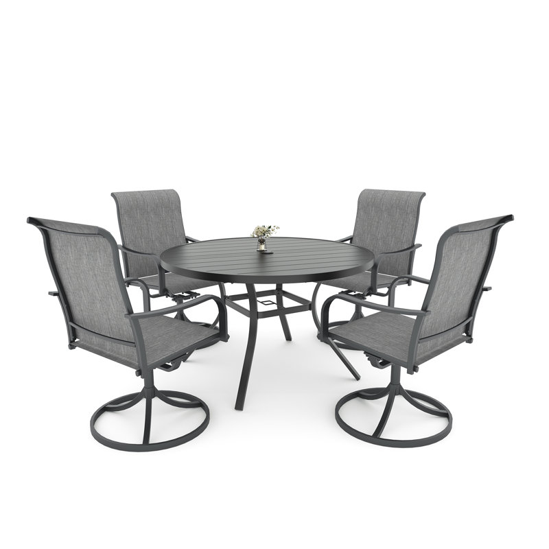 4 - Person Round Dining Set With Swivel Chairs, Gray