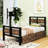 Twin Size Platform Bed with Rotatable TV Stand and Storage Drawers