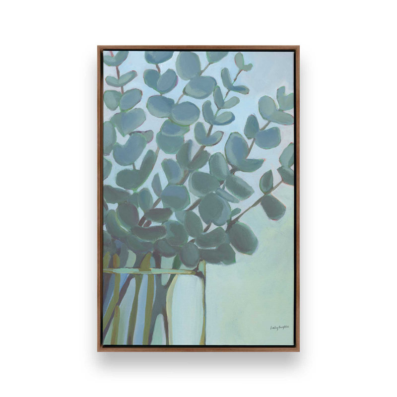 «Eucalyptus Bouquet» par Haley Knighten, reproduction d'art, H 48 po x l 36 po, Cadre flottant, Brun