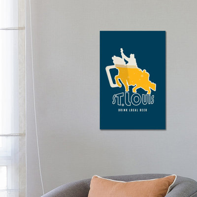 St. Louis - Drink Local Beer 1 Piece Wrapped Canvas Wall Art