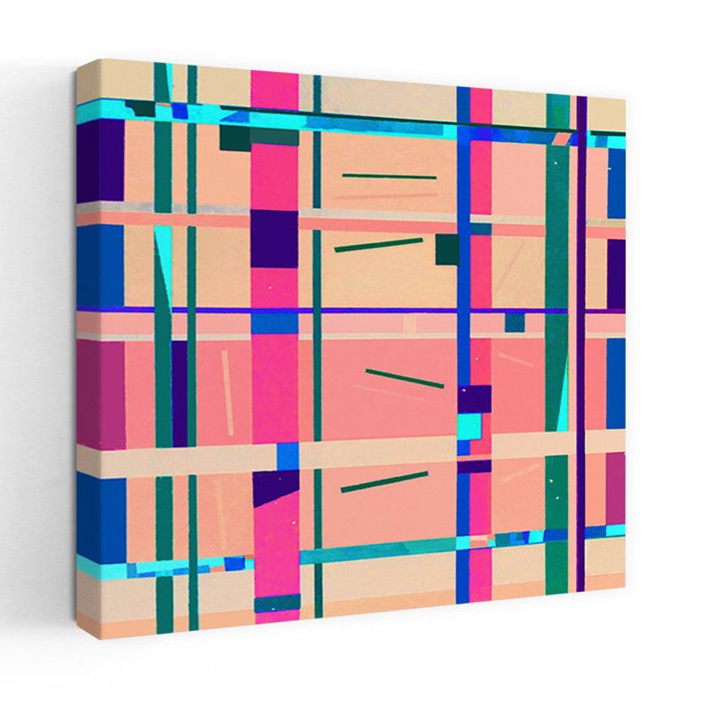 Art contemporain abstrait géométrique, H 18 po x l 18 po