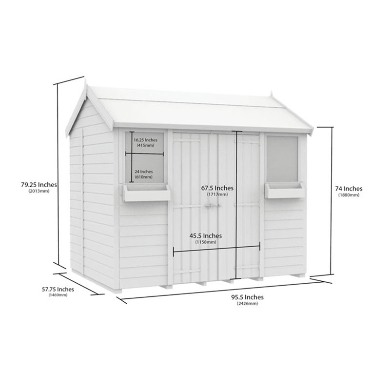 5ft x 8ft Apex Summer Shed