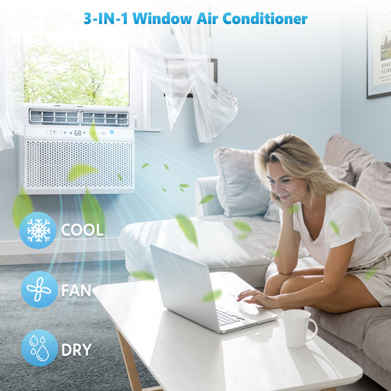 Window Air Conditioner with Remote for up to 550 Sq. Ft, 10000