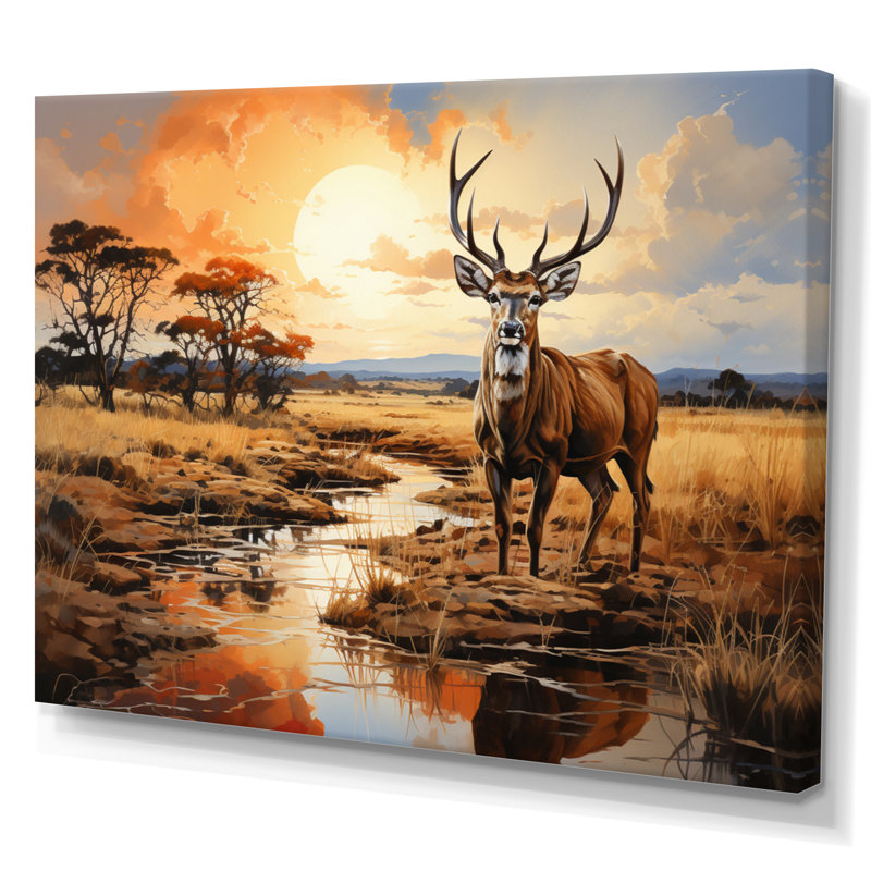 Grand koudou antilope III sur toile, H 30 po x l 40 po x P 1,5 po, Toile tendue