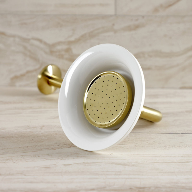 Kingston Brass Victorian 6-5/16-Inch Sunflower Raindrop Ceramic Shower Head with 12-Inch Shower Arm, Brushed Brass