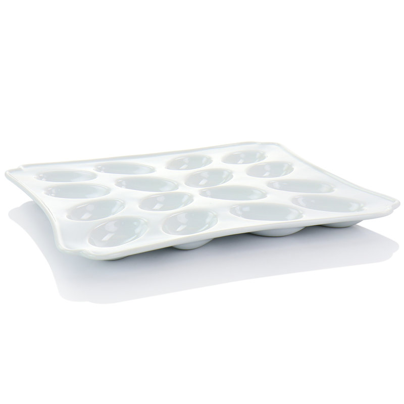 Martha Stewart 12 Inch Ceramic Deviled Eggs Serving Platter In White