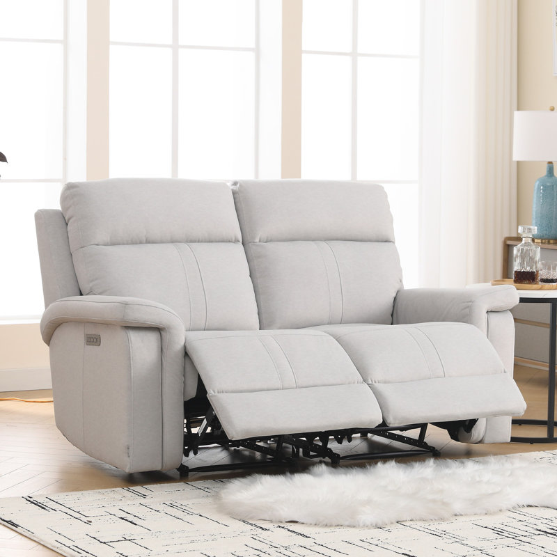 Canapé inclinable électrique de 64,6 po avec support lombaire et appui-tête réglables, Silver Polyester Blend