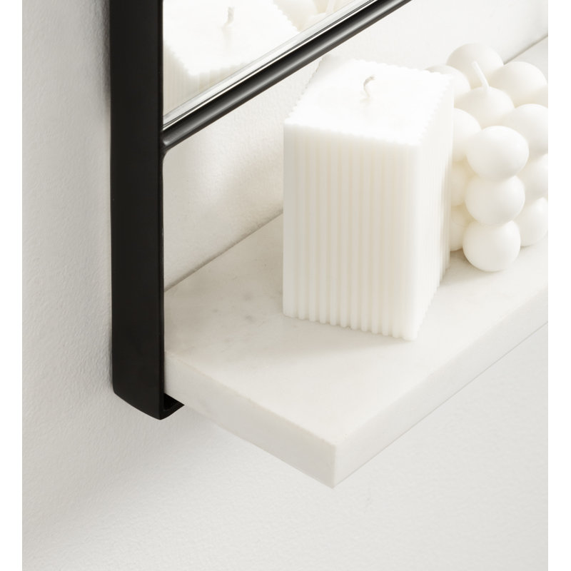 Miroir mural en métal avec tablette Branchville, Blanc et noir, 20 po x 34 po, Rectangulaire