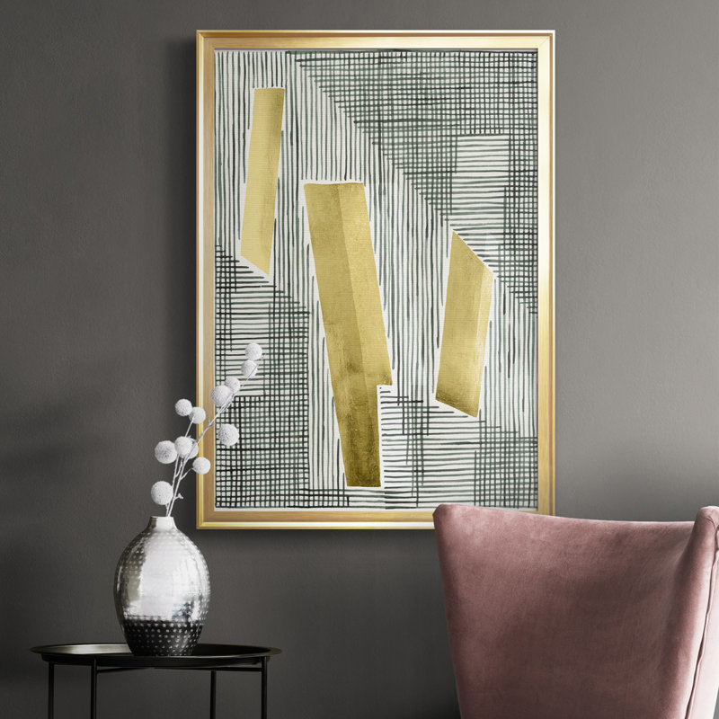 Shadow Screen II - reproduction d'art sur toile encadrée, Or, H 30,5 po x l 22,5 po x P 1 po