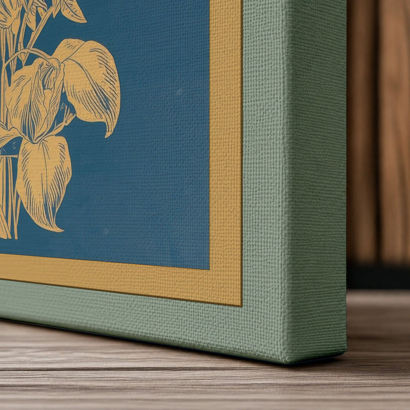 Golden Study Botanical - Wrapped Canvas, 30x20 - 76.2 x 50.8 cm, Sage Border
