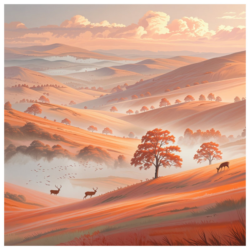 Édredon Rolling Hills avec Deer, Très grand lit