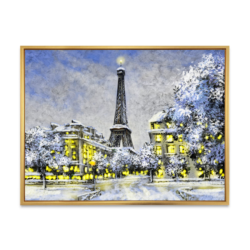 Paris à Noël, hiver Iii - on, H 12 po x l 20 po x P 1 po, Cadre flottant doré