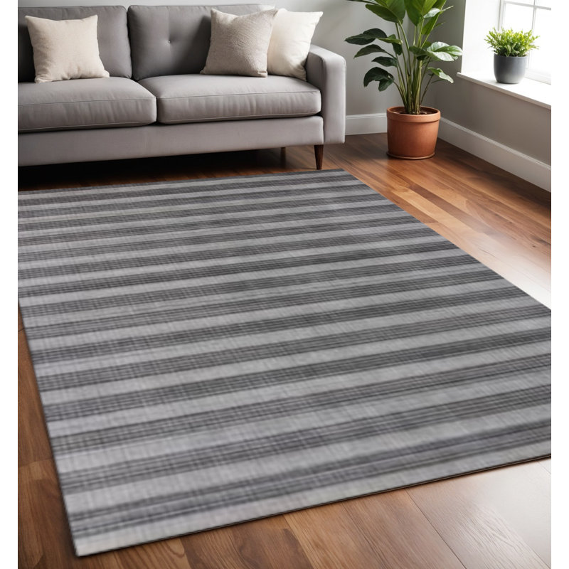 Tapis gris tissé à la main 5 pi x 10 pi
