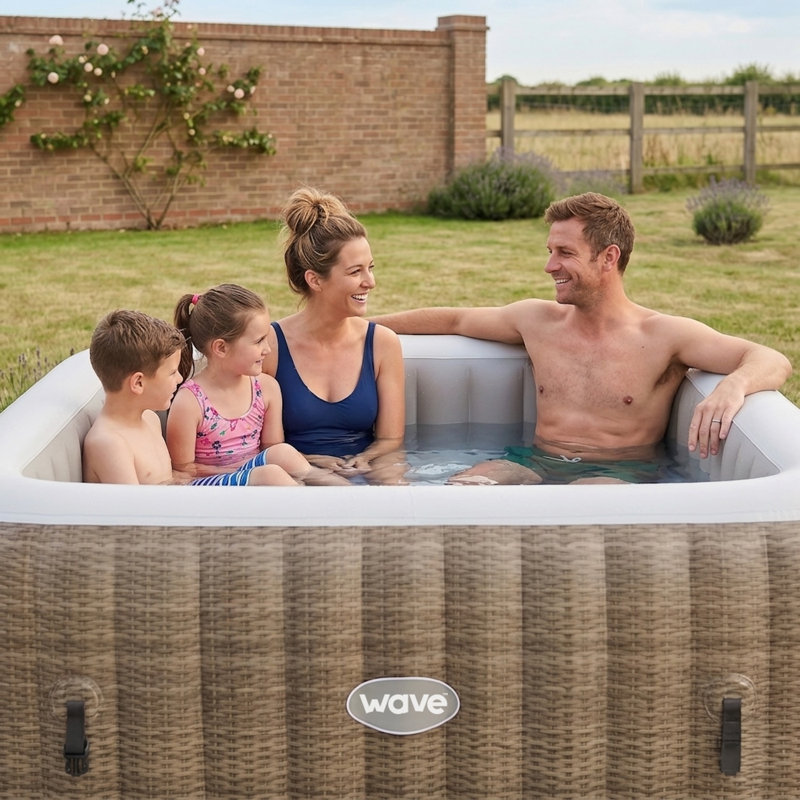 WAVE 3 Person 130 - Jet PVC Square Inflatable Hot Tub, Brown Rattan